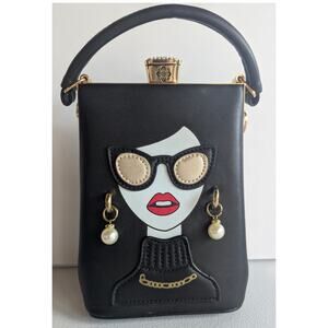 vintage retro art small black purse